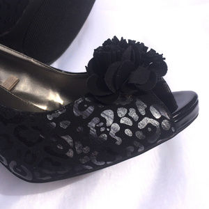 Sam & Libby Black & Silver Cheetah Print Heels